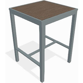 Kfi T30SQ-41-SL-MA KFI Eveleen Outdoor 30" Square Bistro Table, Silver Synthetic Polymer Top, Mocha Aluminum Frame image.
