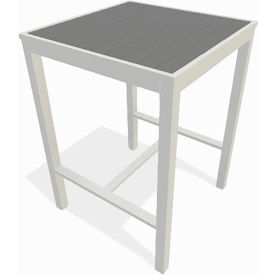 Kfi T30SQ-41-WH-GY KFI Eveleen Outdoor 30" Square Bistro Table, Gray Synthetic Polymer Top, White Aluminum Frame image.