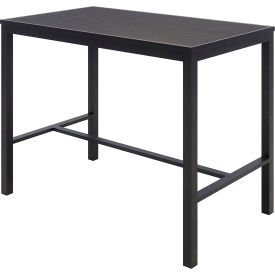 Kfi T3255-41-BK-BK KFI Eveleen Outdoor Rectangular Bistro Table 55"W x 32"D x 41"H, Black Polymer Top, Aluminum Frame image.
