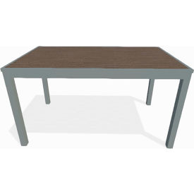 Kfi T3255-41-SL-MA KFI Eveleen Outdoor Rectangular Bistro Table 55"W x 32"D x 41"H, Mocha Polymer Top, Aluminum Frame image.