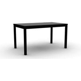 Kfi T3255-BK-BK KFI Eveleen Outdoor Rectangular Caf Table 55"W x 32"D x 29"H, Black Polymer Top, Blk Aluminum Frame image.