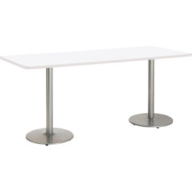 Kfi T3696-B1922-SL-D354-31 KFI Counter Height Restaurant Table, 96"Lx36"W, White Table/Silver Base image.