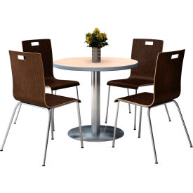 Kfi T36RD-B1922SL-NA-9222CH-ES KFI 36" Round Dining Table & 4 Chair Set, Natural Table Table With Espresso Chairs image.