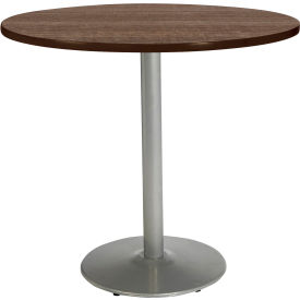 Kfi T48RD-B1930-SL-7960K-31 KFI 48" Round Counter Height Restaurant Table, Teak Table/Silver Base image.