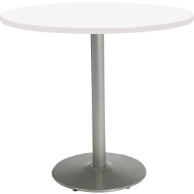 Kfi T48RD-B1930-SL-D354-31 KFI 48" Round Counter Height Restaurant Table, White Table/Silver Base image.