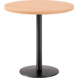 30" Round Pedestal Table, Black Base, Maple Top view 2
