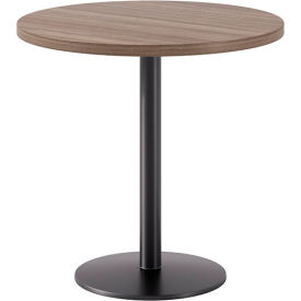 Proof 30" Round Pedestal Table, Black Base, Studio Teak Top view 2