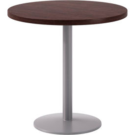 30" Round Pedestal Table, Silver Base, Espresso Top view 2