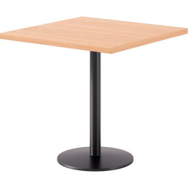 30" Square Pedestal Table, Black Base, Maple Top view 2