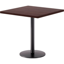 30" Square Pedestal Table, Black Base, Espresso Top view 2