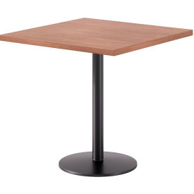 Proof 30" Square Pedestal Table, Black Base, River Cherry Top view 2