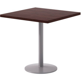 Proof 30" Square Pedestal Table, Silver Base, Espresso Top view 2