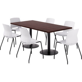KFI 36"" x 72"" Table with 6 Imme Armless Chairs White Seat/Espresso Top