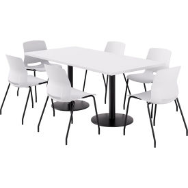 KFI 36"" x 72"" Table with 6 Imme Armless Chairs White Seat/Designer White Top