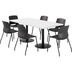 KFI 36"" x 72"" Table with 6 Imme Armless Chairs Black Seat/Designer White Top