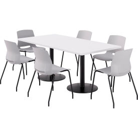 KFI 36"" x 72"" Table with 6 Imme Armless Chairs Light Gray Seat/Designer White Top