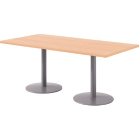 Proof Rectangle Table, 72"L x 36"W, Silver Base, Maple Top view 2