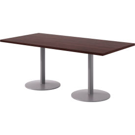 Proof Rectangle Table, 72"L x 36"W, Silver Base, Espresso Top view 2