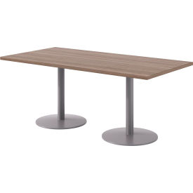 Proof Rectangle Table, 72"L x 36"W, Silver Base, Studio Teak Top view 2
