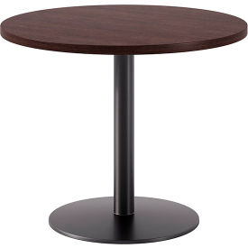 Proof 36" Round Pedestal Table, Black Base, Espresso Top view 2