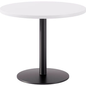 Proof 36" Round Pedestal Table, Black Base, Designer White Top view 2