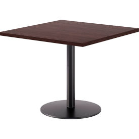 36" Square Pedestal Table, Black Base, Espresso Top view 2