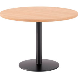 Proof 42" Round Pedestal Table, Black Base, Maple Top view 2