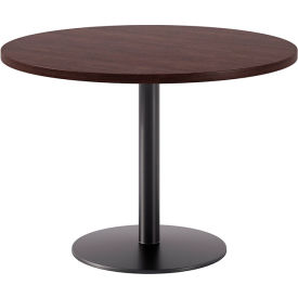 42" Round Pedestal Table, Black Base, Espresso Top view 2
