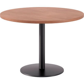 KFI Studios 42" Round Pedestal Table, Black Base, River Cherry Top view 2