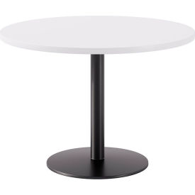 42" Round Pedestal Table, Black Base, Designer White Top view 2