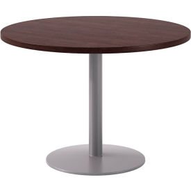 Proof 42" Round Pedestal Table, Silver Base, Espresso Top view 2