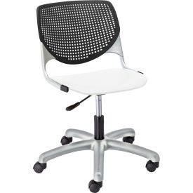 KFI Poly Task Chair with Casters and Perforated Back - Black/White KFI Poly Task Chair with Casters and Perforated Back - Black/White
