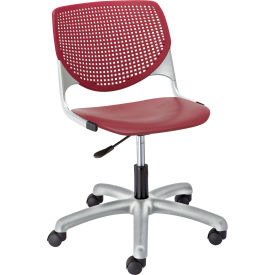 KFI Poly Task Chair with Casters and Perforated Back - Burgundy