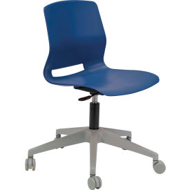 Imme Armless Stacking Task Chair with Casters, Polypropylene, Navy Seat/Silver Frame view 2