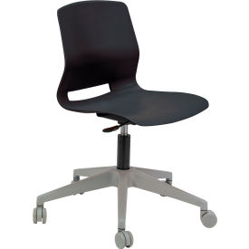 Imme Armless Stacking Task Chair with Casters, Polypropylene, Black Seat/Silver Frame view 2