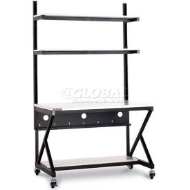 Kendall Howard&#153; 48"" Performance 100 Series LAN Station with Half Bottom Shelf Folkstone Gray