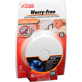 Kidde Fire Equip 21010064 Kidde P3010L Worry-Free Smoke Alarm, Living Area, 10-Year Sealed Lithium Battery Operated  image.