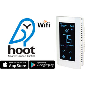King Electric Mfg K901-W King Electric Hoot Wifi Electronic Programmable Thermostat, Single Pole, 120/208/240V, White image.