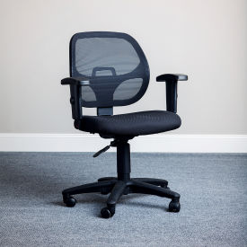 Interion® Office Chair With Mid Back & Adjustable Arms Black Black