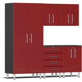 SUBLIME KITCHEN AND GARAGE CABINETS INC UG22050R Ulti-MATE Garage 2 Series 5-Piece Cabinet Set 130" x 21" x 80" Red image.