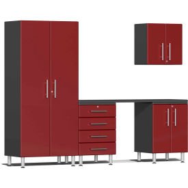SUBLIME KITCHEN AND GARAGE CABINETS INC UG22051R Ulti-MATE Garage 2 Series 5-Piece Cabinet Set 106.5" x 21" x 80" Red image.