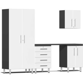 SUBLIME KITCHEN AND GARAGE CABINETS INC UG22051W Ulti-MATE Garage 2 Series 5-Piece Cabinet Set 106.5" x 21" x 80" White image.
