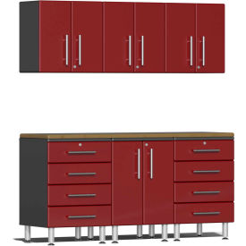 SUBLIME KITCHEN AND GARAGE CABINETS INC UG22072R Ulti-MATE Garage 2 Series 7-Piece Cabinet Set 71" x 21" x 80" Red image.