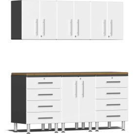 SUBLIME KITCHEN AND GARAGE CABINETS INC UG22072W Ulti-MATE Garage 2 Series 7-Piece Cabinet Set 71" x 21" x 80" White image.