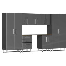SUBLIME KITCHEN AND GARAGE CABINETS INC UG22082G Ulti-MATE Garage 2 Series 8-Piece Cabinet Set 142" x 21" x 80" Gray image.