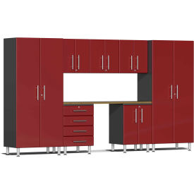 SUBLIME KITCHEN AND GARAGE CABINETS INC UG22082R Ulti-MATE Garage 2 Series 8-Piece Cabinet Set 142" x 21" x 80" Red image.