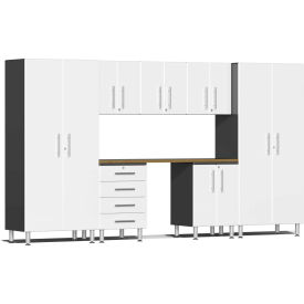 SUBLIME KITCHEN AND GARAGE CABINETS INC UG22082W Ulti-MATE Garage 2 Series 8-Piece Cabinet Set 142" x 21" x 80" White image.
