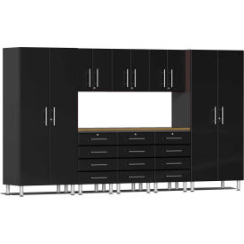 SUBLIME KITCHEN AND GARAGE CABINETS INC UG22092B Ulti-MATE Garage 2 Series 9-Piece Cabinet Set 142" x 21" x 80" Black image.