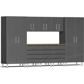 SUBLIME KITCHEN AND GARAGE CABINETS INC UG22092G Ulti-MATE Garage 2 Series 9-Piece Cabinet Set 142" x 21" x 80" Gray image.