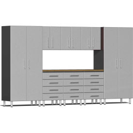 SUBLIME KITCHEN AND GARAGE CABINETS INC UG22092S Ulti-MATE Garage 2 Series 9-Piece Cabinet Set 142" x 21" x 80" Silver image.